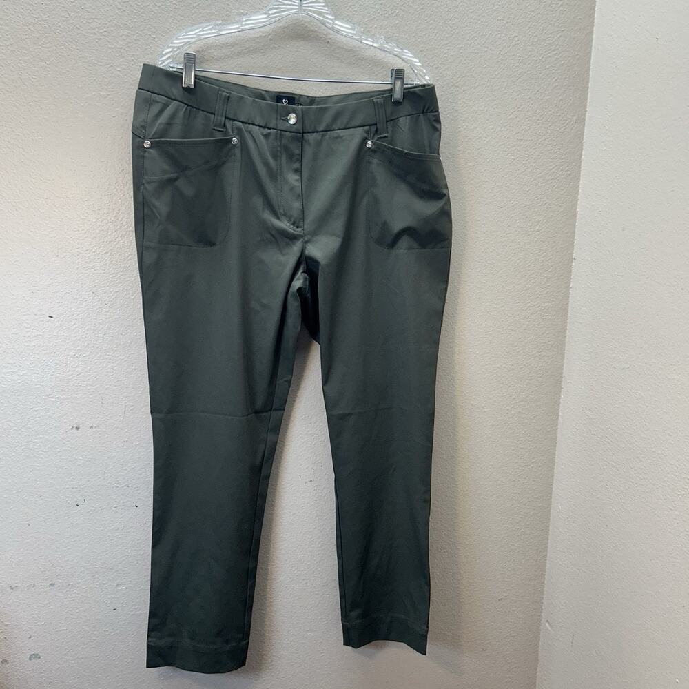 Daily Sports Pants‎ SZ 18 Green Lyric Quick Dry Performance Tapered Straight Leg